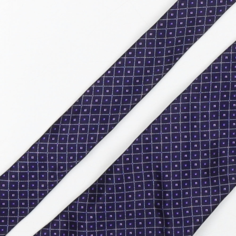Marks and Spencer Mens Purple Plaids & Checks Silk Pointed Tie One Size