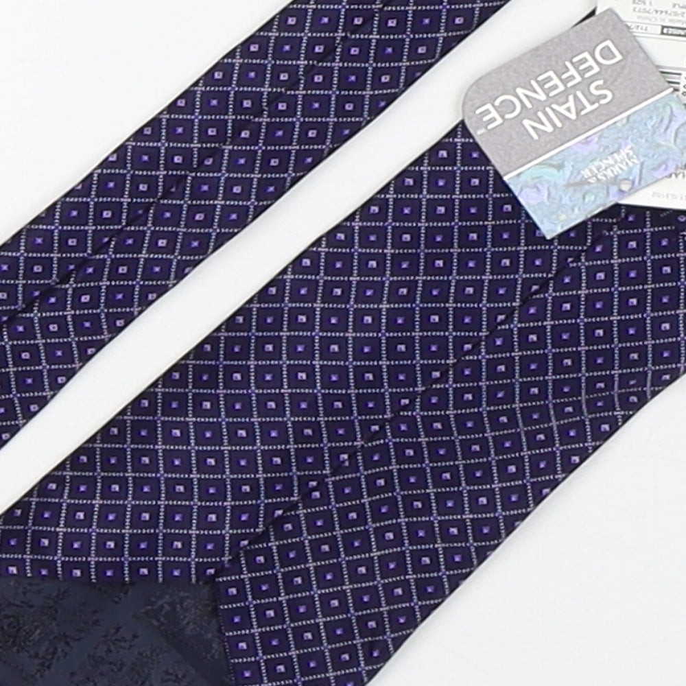 Marks and Spencer Mens Purple Plaids & Checks Silk Pointed Tie One Size