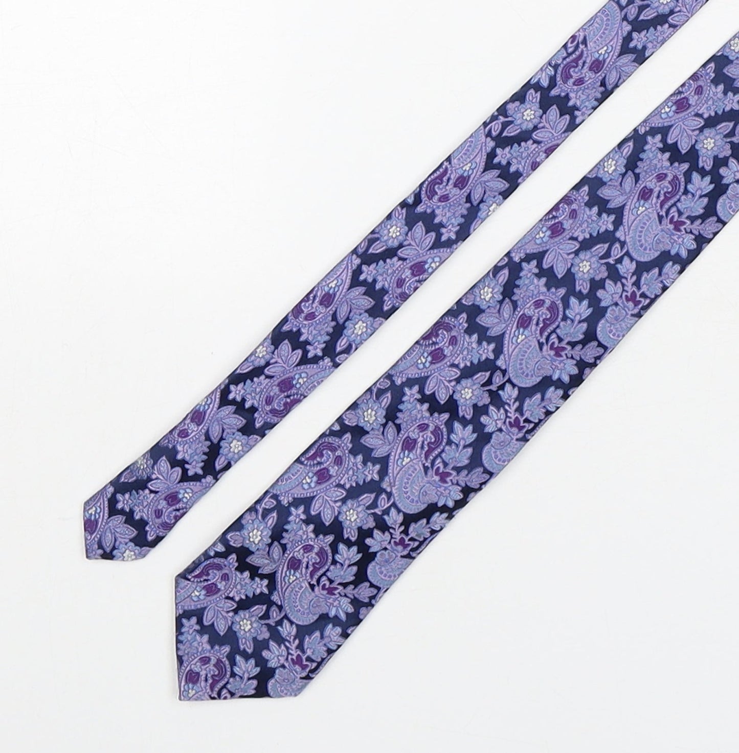 Slaters Mens Purple Paisley Silk Pointed Tie One Size