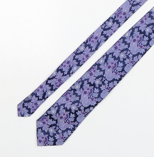 Slaters Mens Purple Paisley Silk Pointed Tie One Size