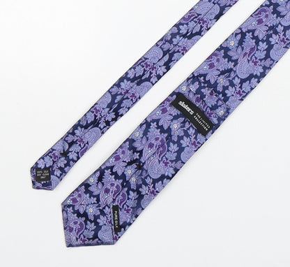 Slaters Mens Purple Paisley Silk Pointed Tie One Size
