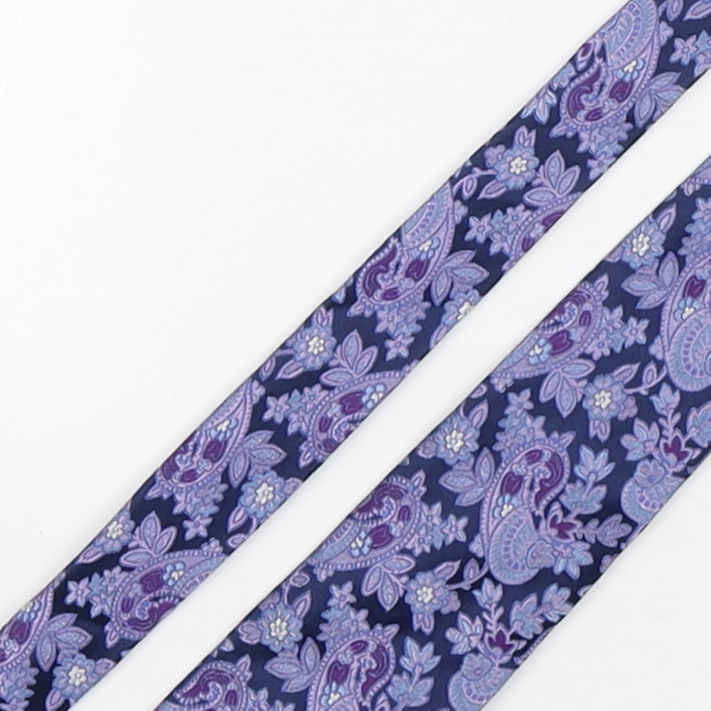 Slaters Mens Purple Paisley Silk Pointed Tie One Size