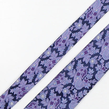 Slaters Mens Purple Paisley Silk Pointed Tie One Size