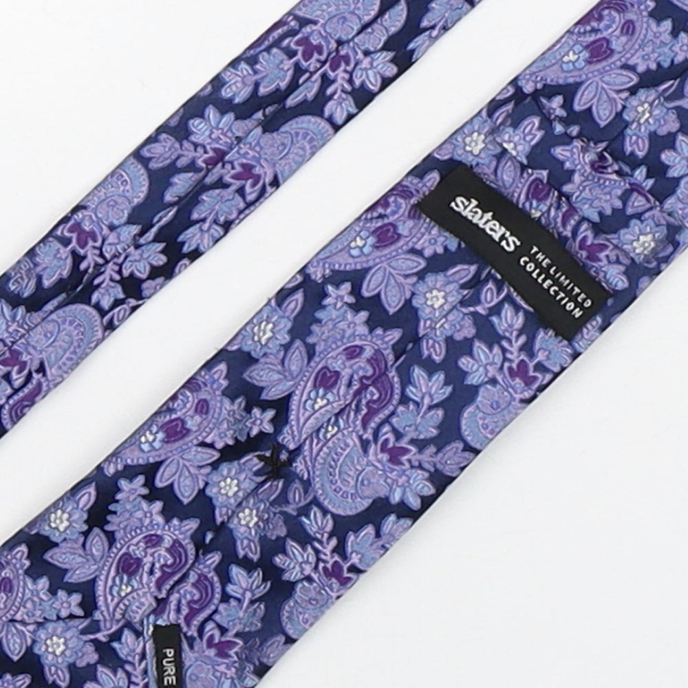 Slaters Mens Purple Paisley Silk Pointed Tie One Size