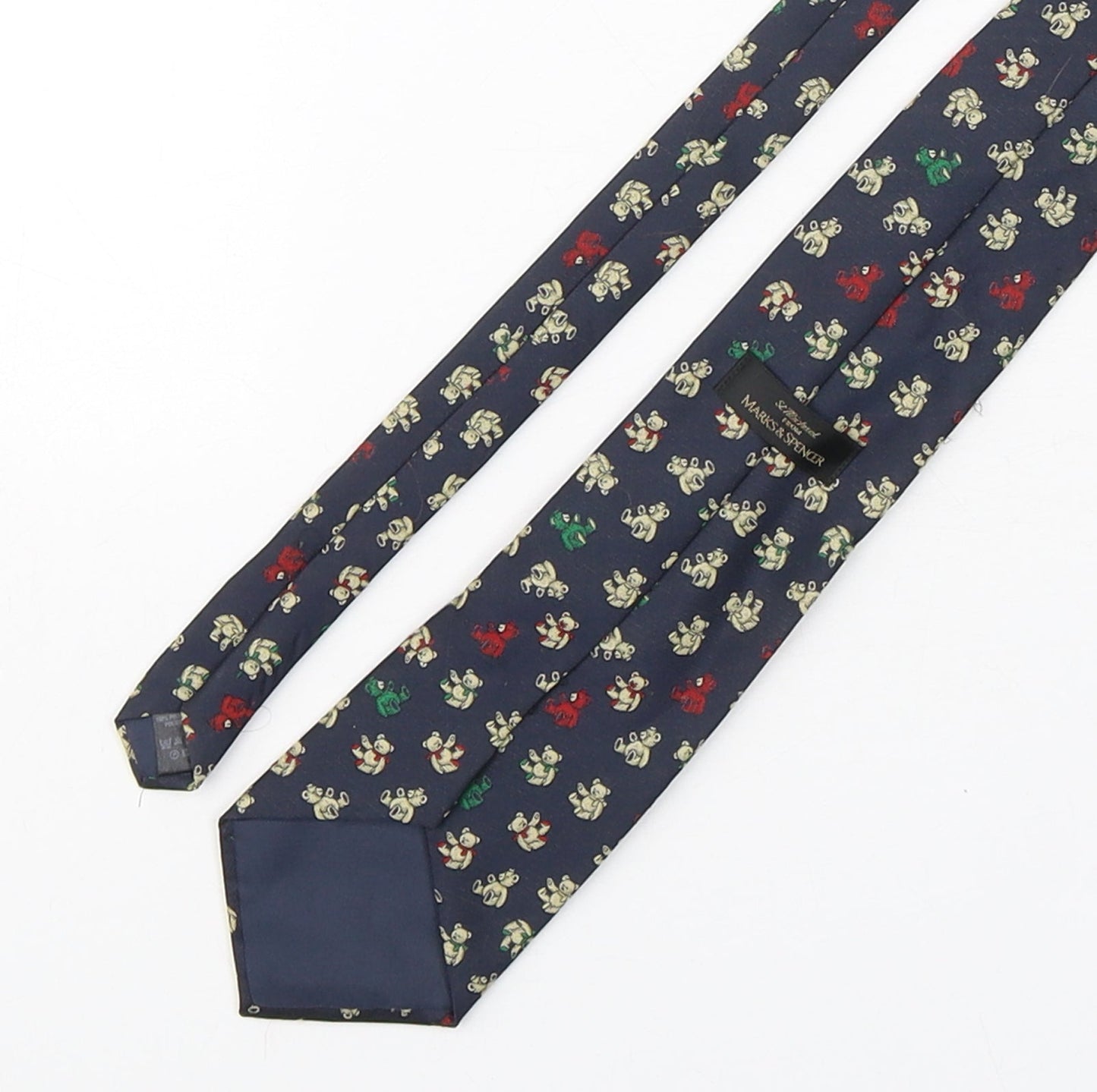 Marks and Spencer Mens Multicoloured Geometric Polyester Pointed Tie One Size - Teddy Bear