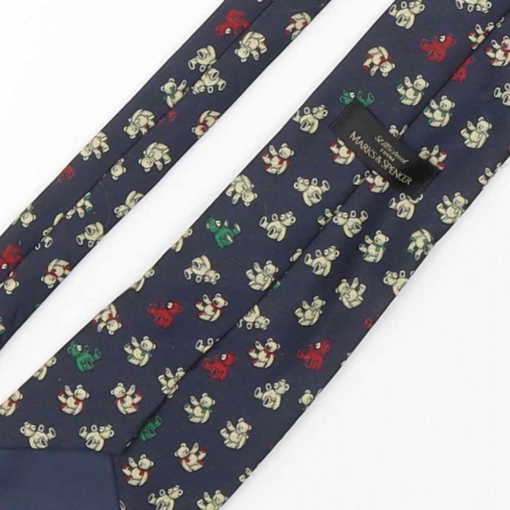 Marks and Spencer Mens Multicoloured Geometric Polyester Pointed Tie One Size - Teddy Bear