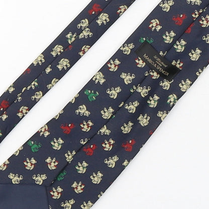 Marks and Spencer Mens Multicoloured Geometric Polyester Pointed Tie One Size - Teddy Bear