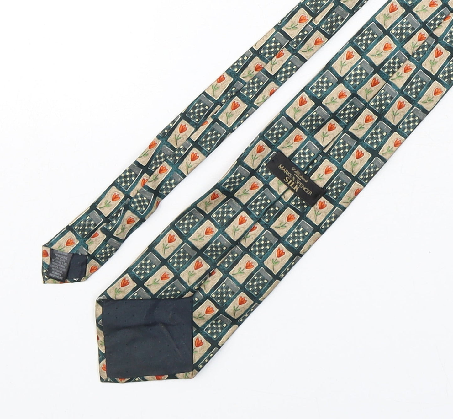 Marks and Spencer Mens Multicoloured Floral Silk Pointed Tie One Size