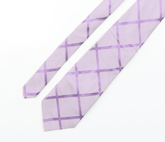 Tom English  Mens Pink Plaids & Checks Silk Pointed Tie One Size