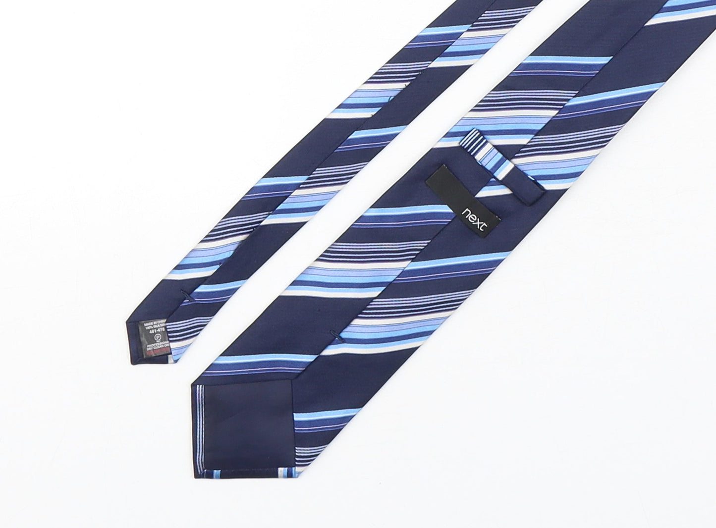 NEXT Mens Blue Striped Silk Pointed Tie One Size