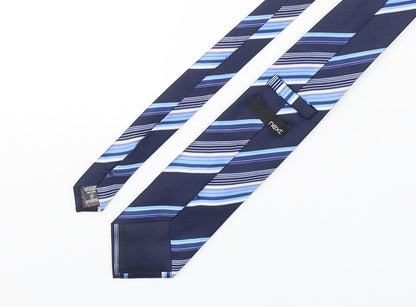 NEXT Mens Blue Striped Silk Pointed Tie One Size