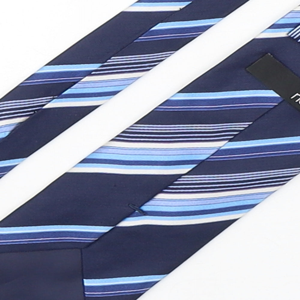 NEXT Mens Blue Striped Silk Pointed Tie One Size