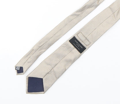Savoy Taylors Guild Mens Beige Geometric Silk Pointed Tie One Size