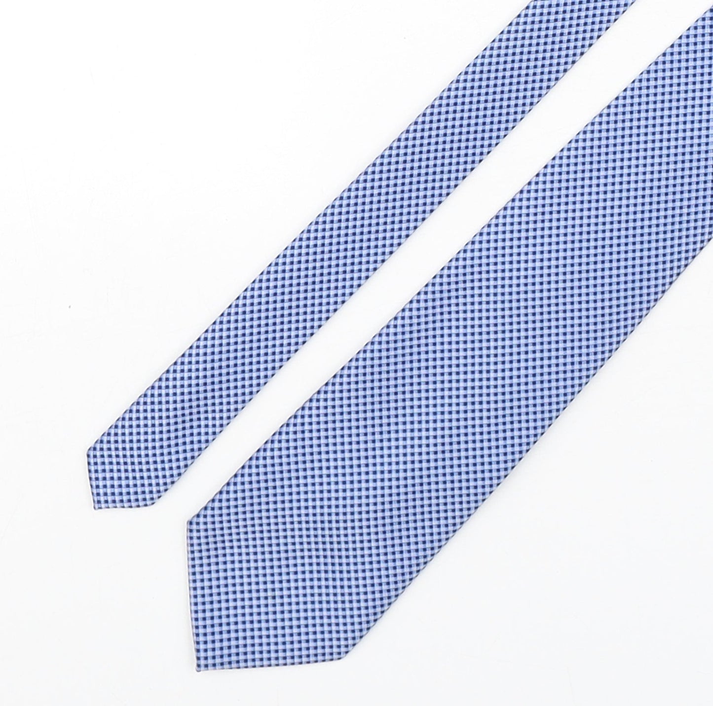 F&F Mens Blue Plaids & Checks Polyester Pointed Tie One Size