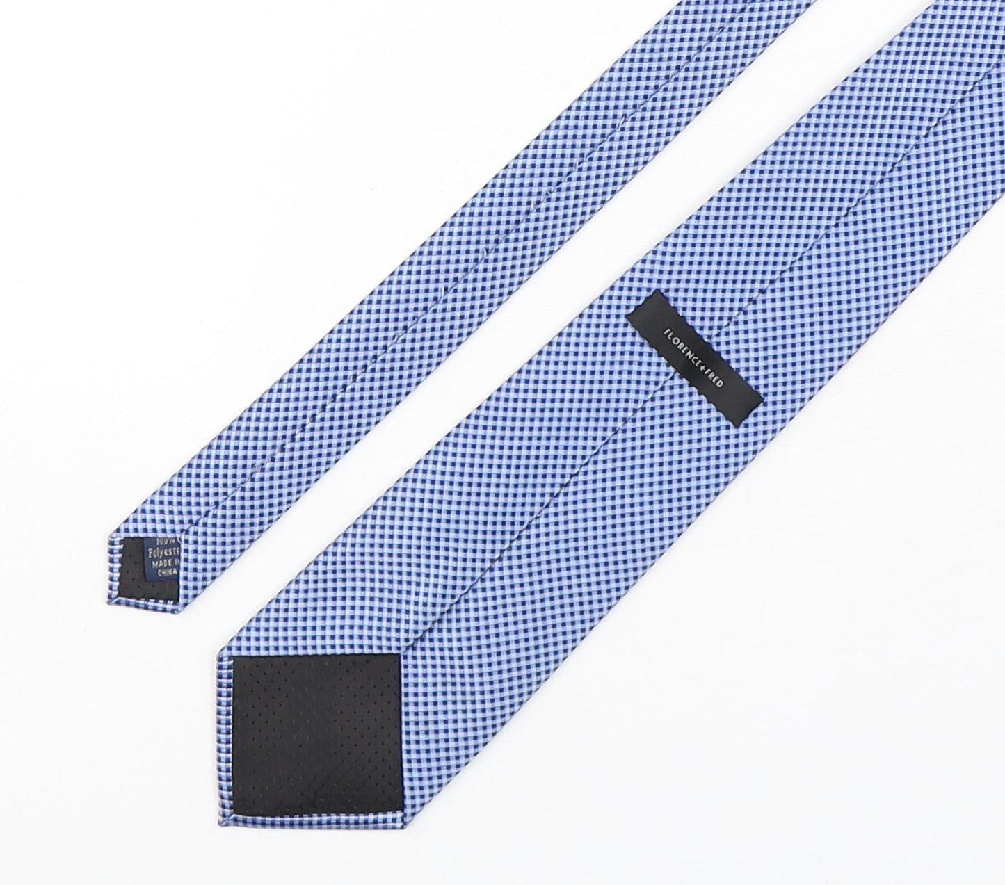 F&F Mens Blue Plaids & Checks Polyester Pointed Tie One Size