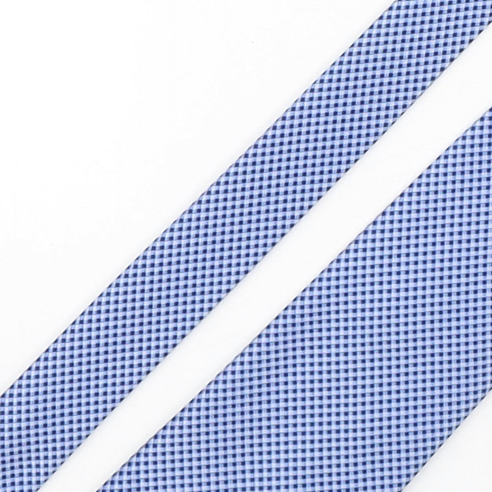 F&F Mens Blue Plaids & Checks Polyester Pointed Tie One Size