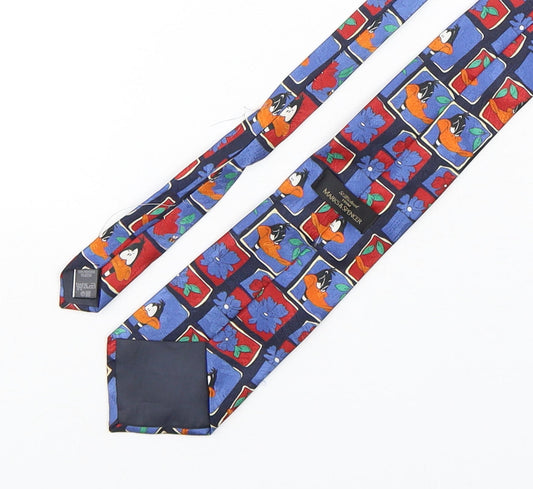 Marks and Spencer Mens Multicoloured Geometric Polyester Pointed Tie One Size - Daffy Duck