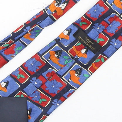 Marks and Spencer Mens Multicoloured Geometric Polyester Pointed Tie One Size - Daffy Duck