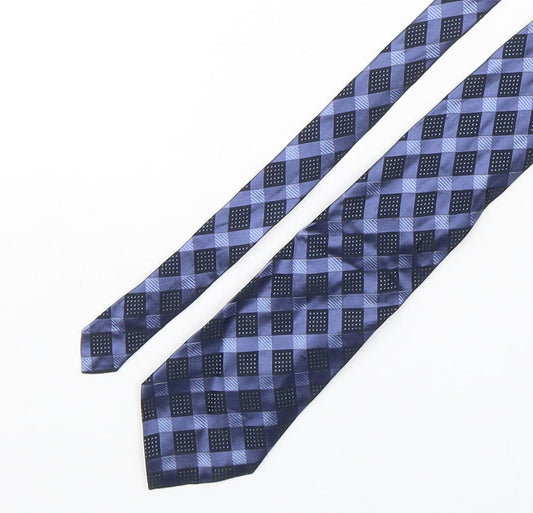 The Collection  Mens Blue Plaids & Checks Silk Pointed Tie One Size
