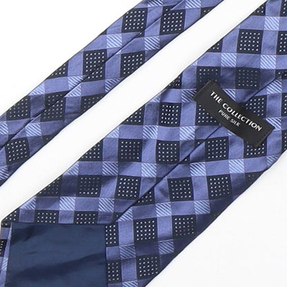 The Collection  Mens Blue Plaids & Checks Silk Pointed Tie One Size