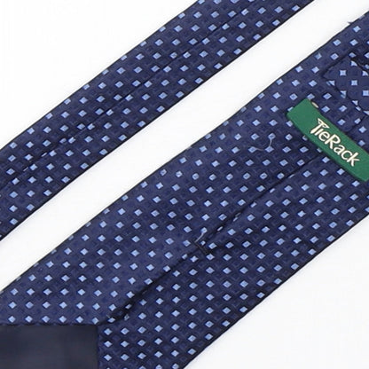 Tie Rack  Mens Blue Geometric Silk Pointed Tie One Size