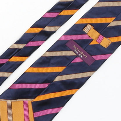 Sartorial Mens Multicoloured Striped Silk Pointed Tie One Size