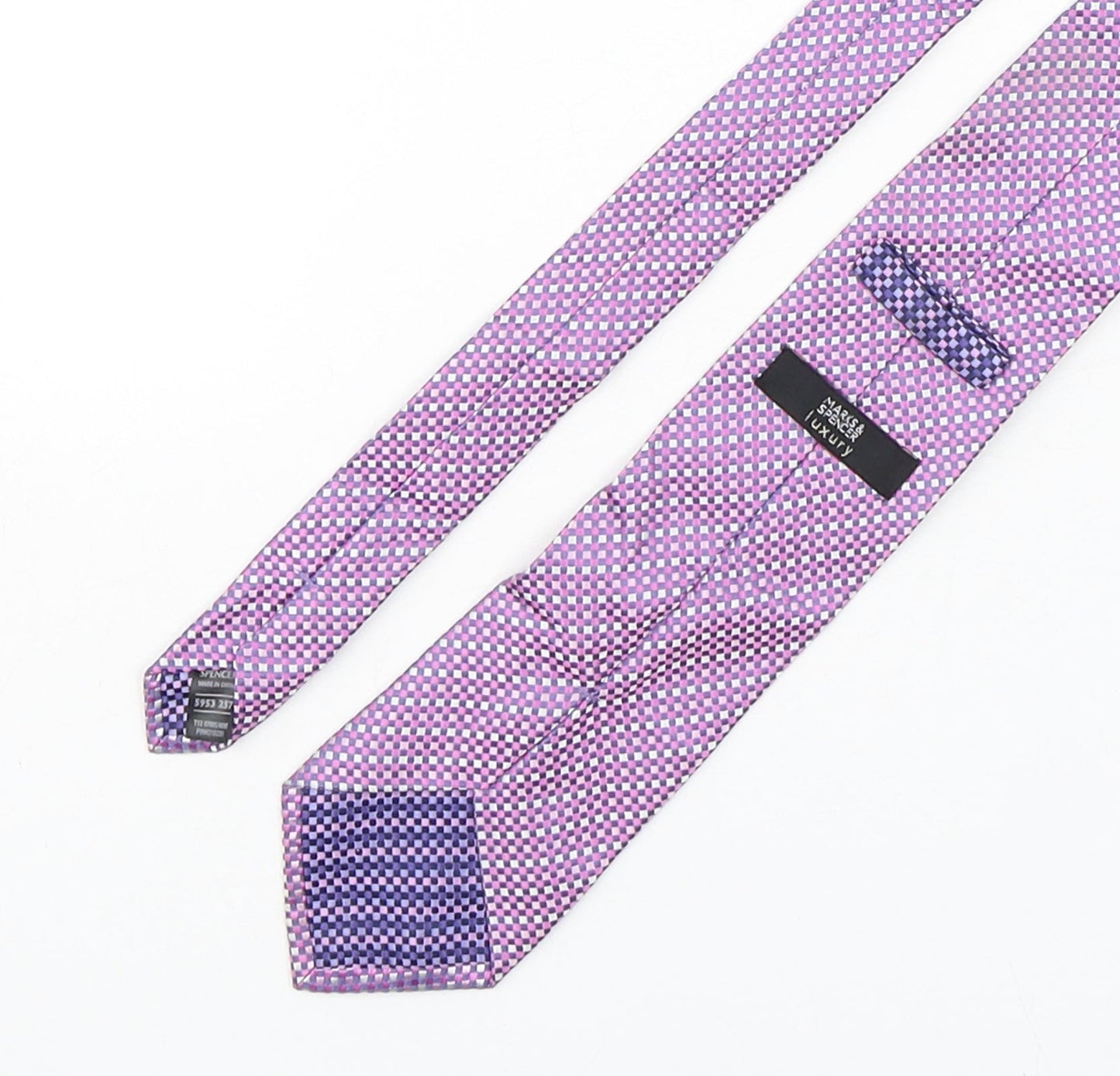 Marks and Spencer Mens Multicoloured Plaids & Checks Silk Pointed Tie One Size