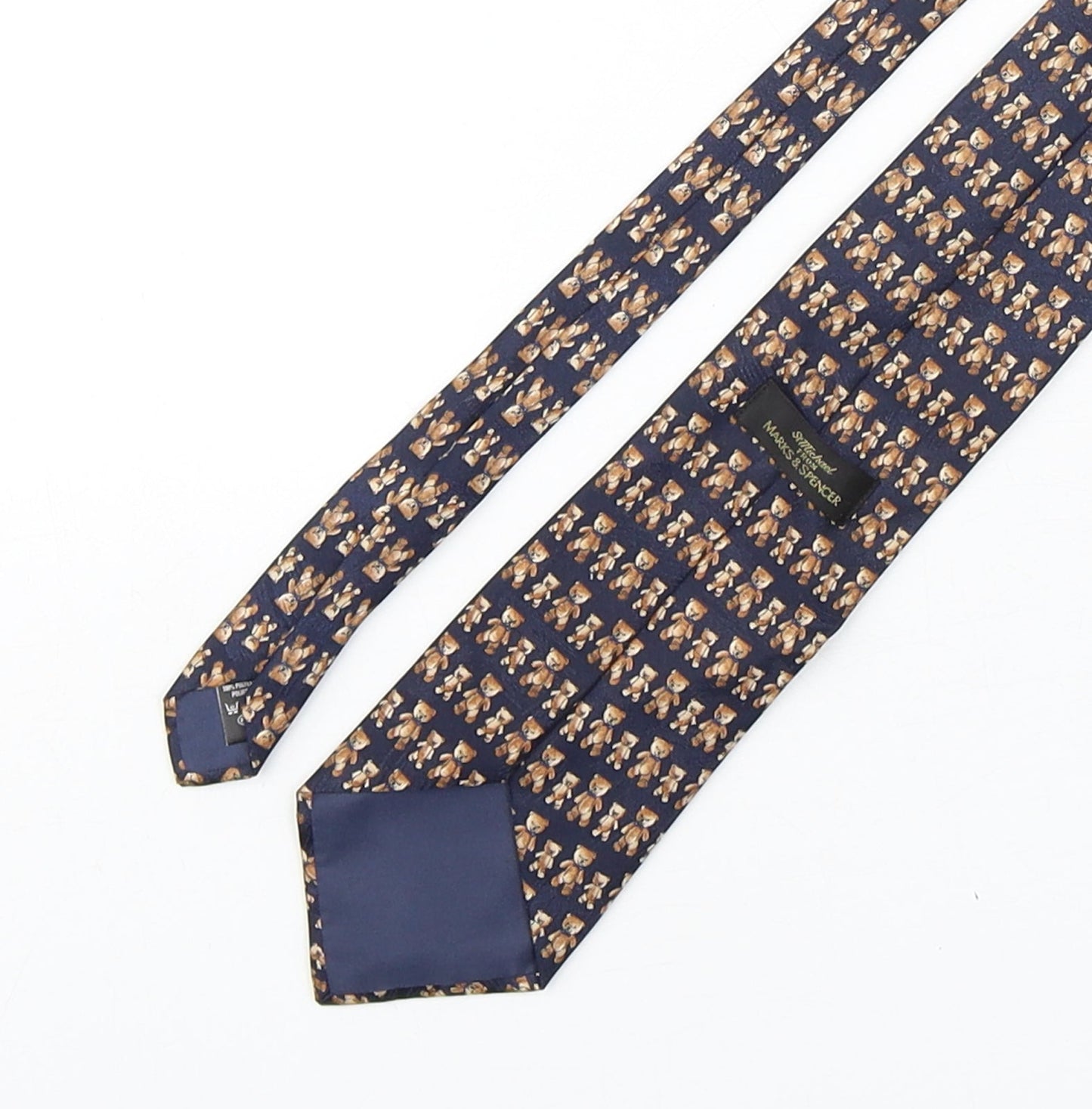 Marks and Spencer Mens Multicoloured Geometric Polyester Pointed Tie One Size - Teddy Bear