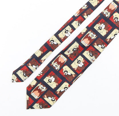 Marks and Spencer Mens Multicoloured Geometric Polyester Pointed Tie One Size - Tasmanian Devil