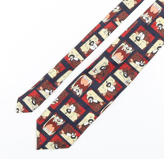 Marks and Spencer Mens Multicoloured Geometric Polyester Pointed Tie One Size - Tasmanian Devil