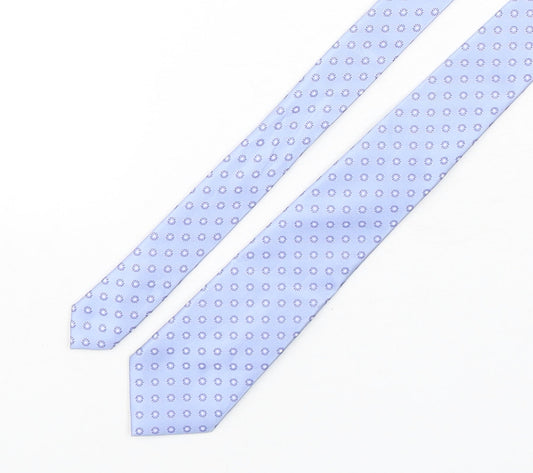Stvdio Mens Blue Geometric Polyester Pointed Tie One Size