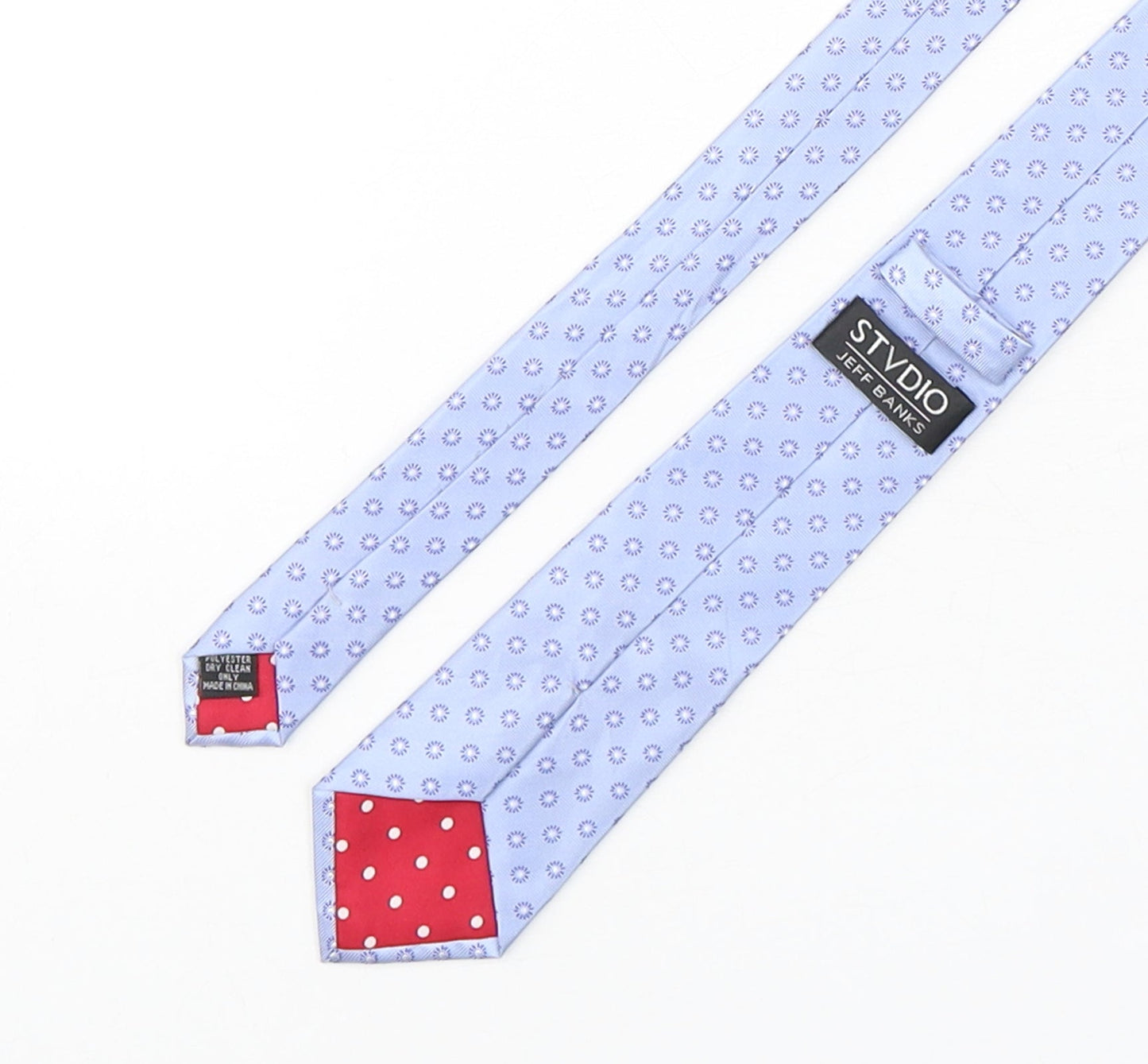 Mens Stvdio Blue Geometric  Pointed Tie