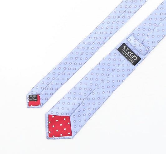 Stvdio Mens Blue Geometric Polyester Pointed Tie One Size