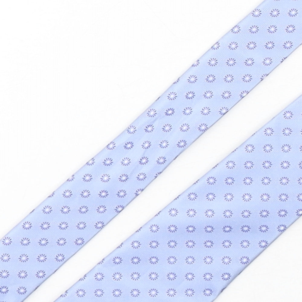 Mens Stvdio Blue Geometric  Pointed Tie