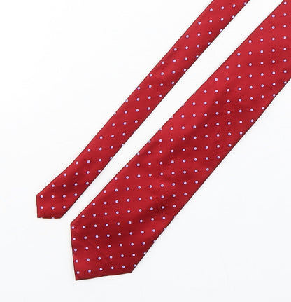Marks and Spencer Mens Red Polka Dot Silk Pointed Tie One Size