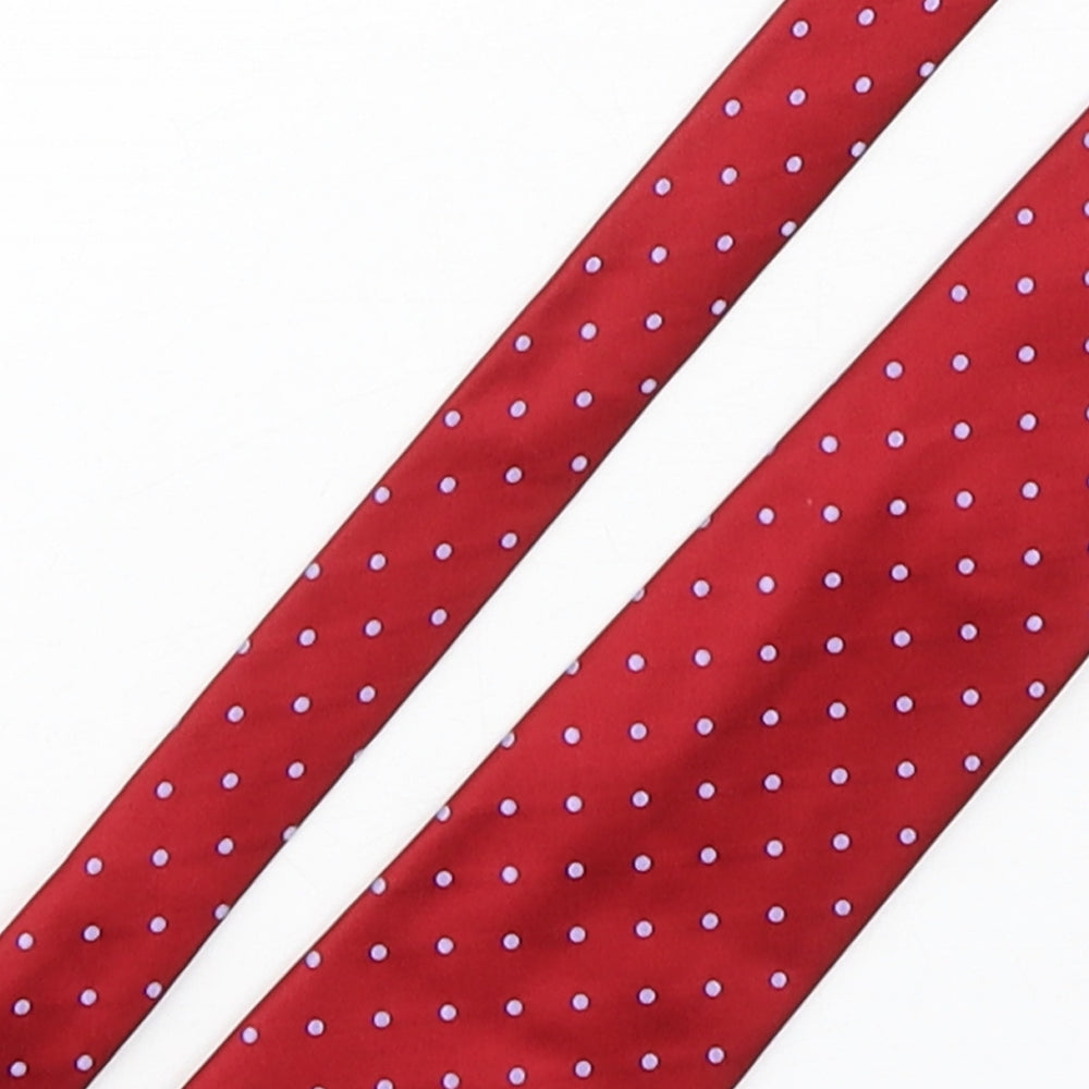 Marks and Spencer Mens Red Polka Dot Silk Pointed Tie One Size