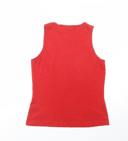 Mexx Womens Red  Cotton Basic Tank Size L Scoop Neck