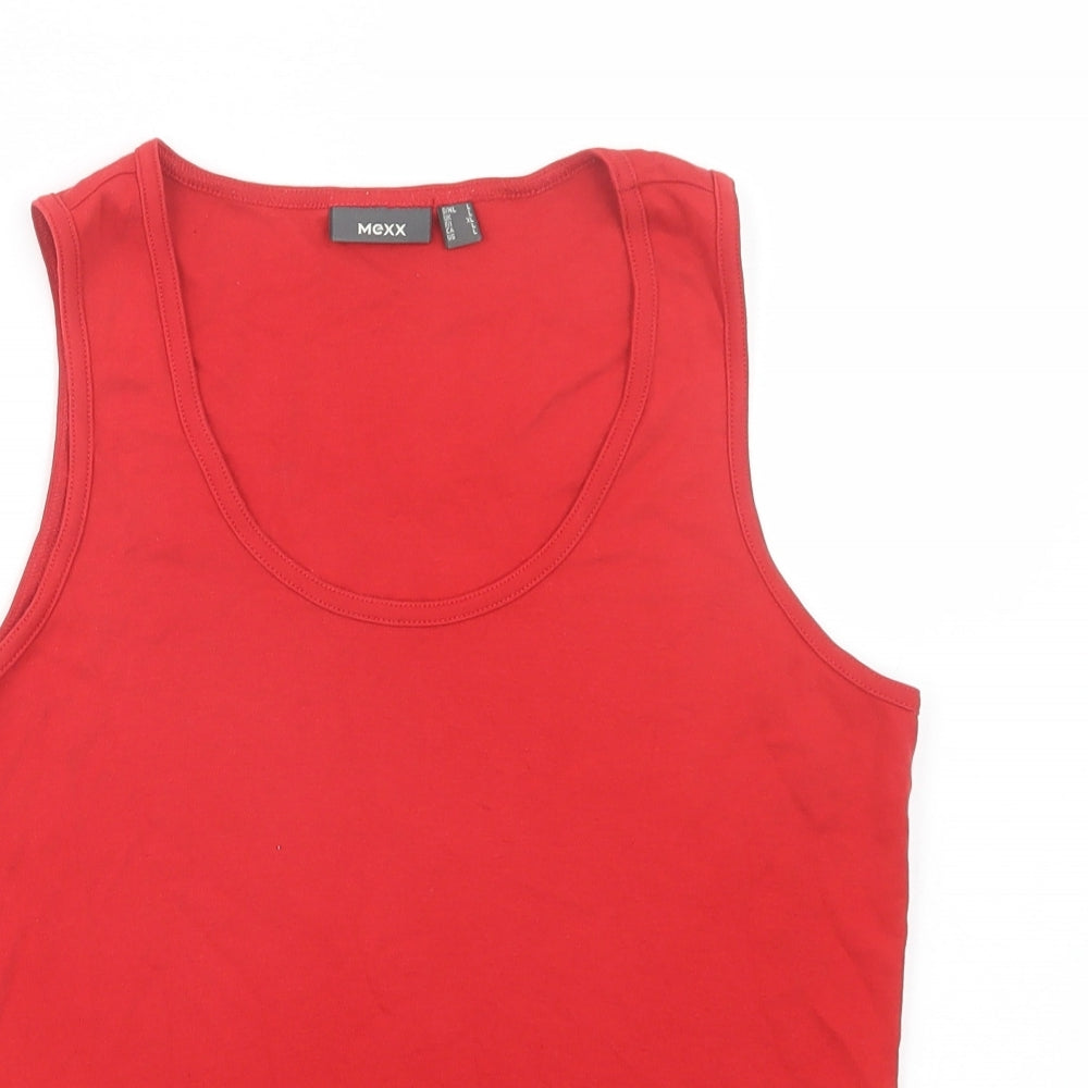 Mexx Womens Red  Cotton Basic Tank Size L Scoop Neck