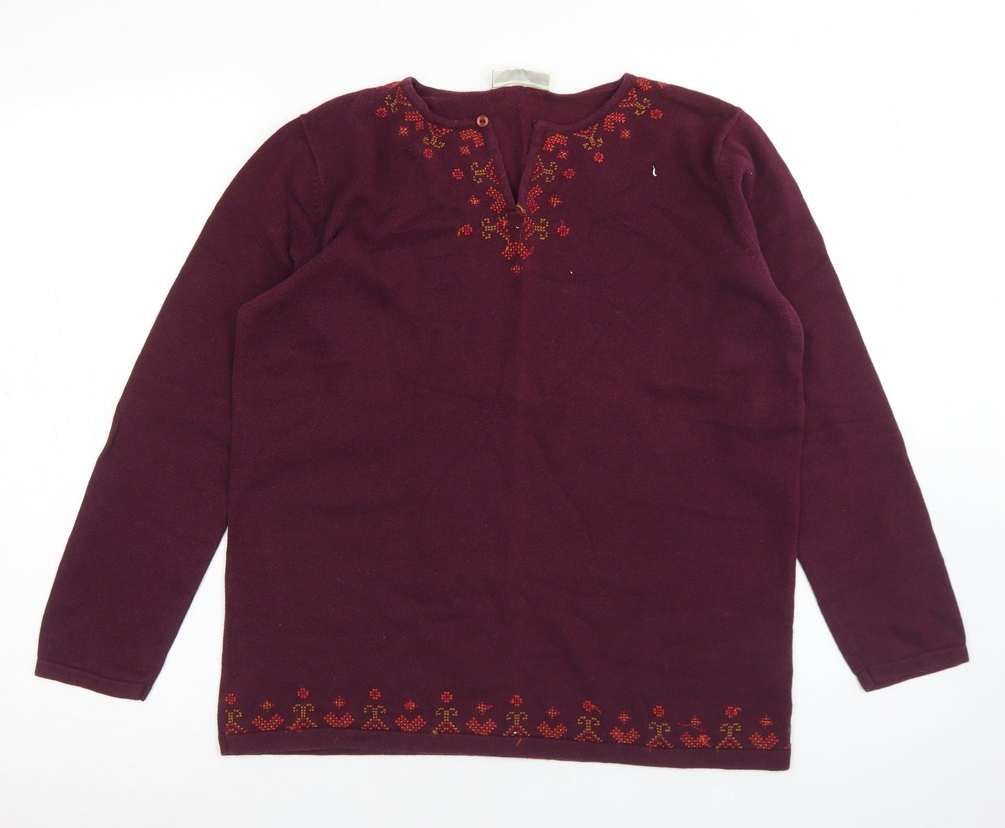 BHS Womens Purple Round Neck  Cotton Pullover Jumper Size 14