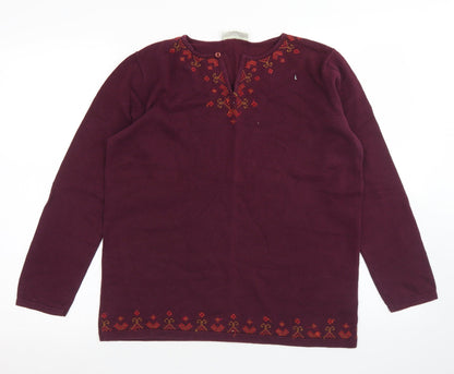 BHS Womens Purple Round Neck  Cotton Pullover Jumper Size 14