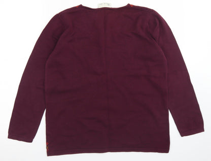 BHS Womens Purple Round Neck  Cotton Pullover Jumper Size 14