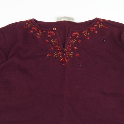 BHS Womens Purple Round Neck  Cotton Pullover Jumper Size 14