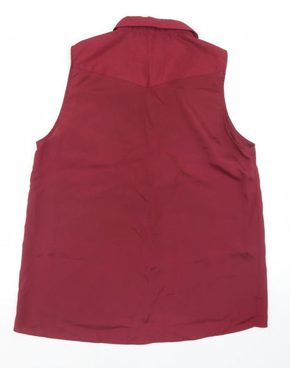 Back view of True Decadence women’s purple polyester basic button-up, size UK 12, collared