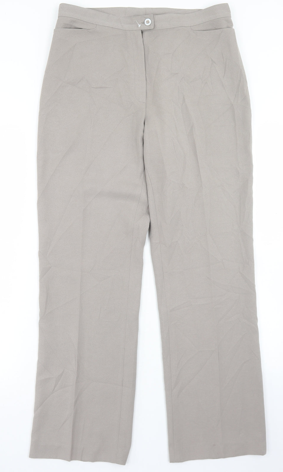 DEVERNOIS Womens Beige  Polyester Dress Pants Trousers Size 30 in L29 in Regular Button