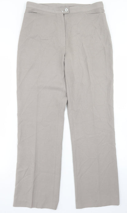 DEVERNOIS Womens Beige  Polyester Dress Pants Trousers Size 30 in L29 in Regular Button