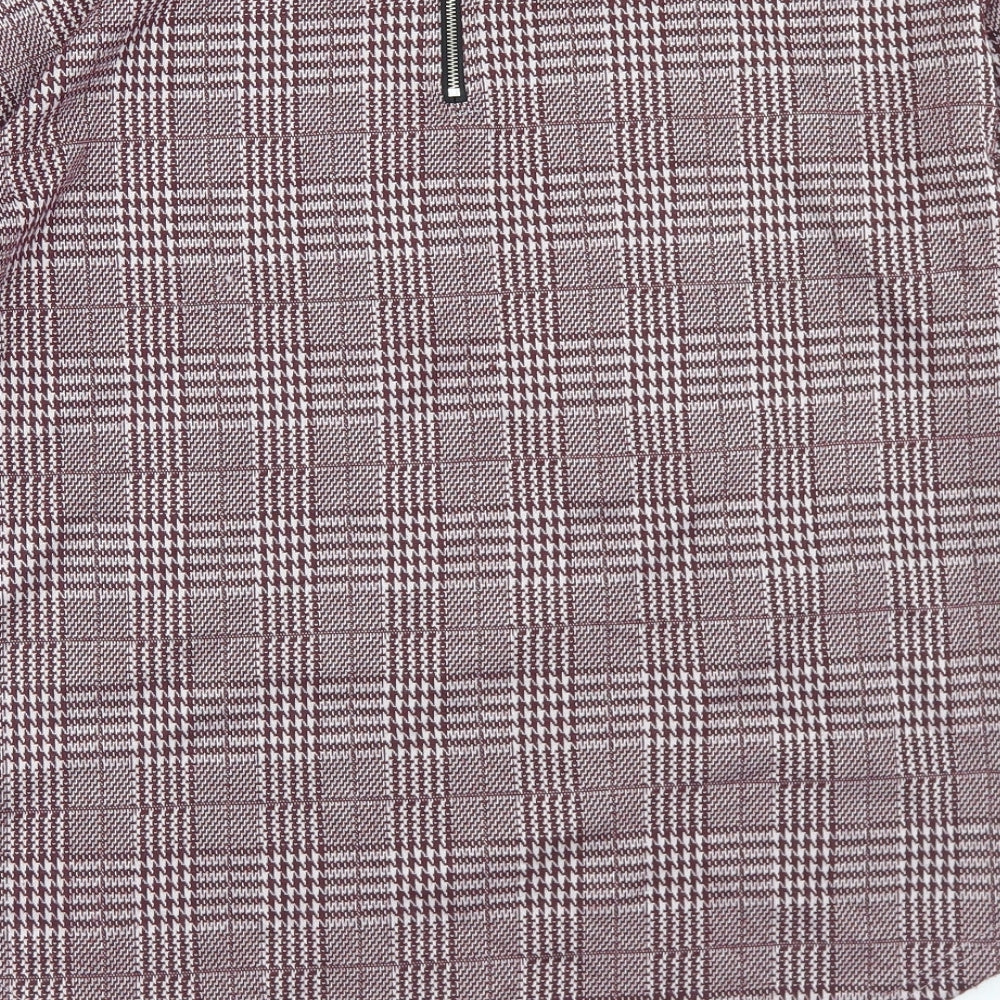 Primark Womens Purple Houndstooth Polyester Basic T-Shirt Size 2XS Round Neck