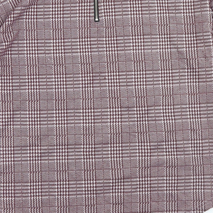 Primark Womens Purple Houndstooth Polyester Basic T-Shirt Size 2XS Round Neck