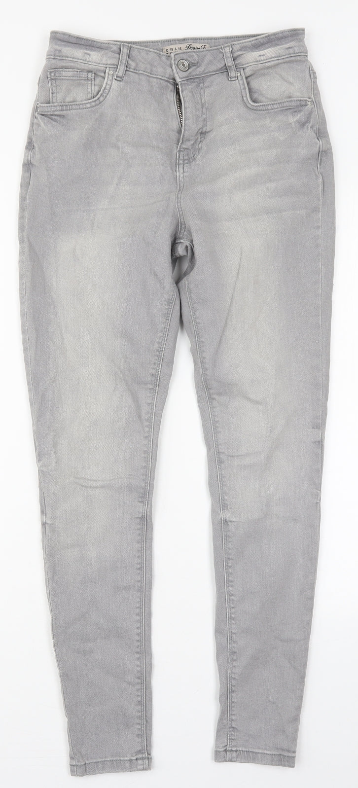 Denim Co Womens Grey  Cotton Skinny Jeans Size 10 L28.5 in Regular Button