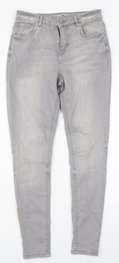 Denim Co Womens Grey  Cotton Skinny Jeans Size 10 L28.5 in Regular Button