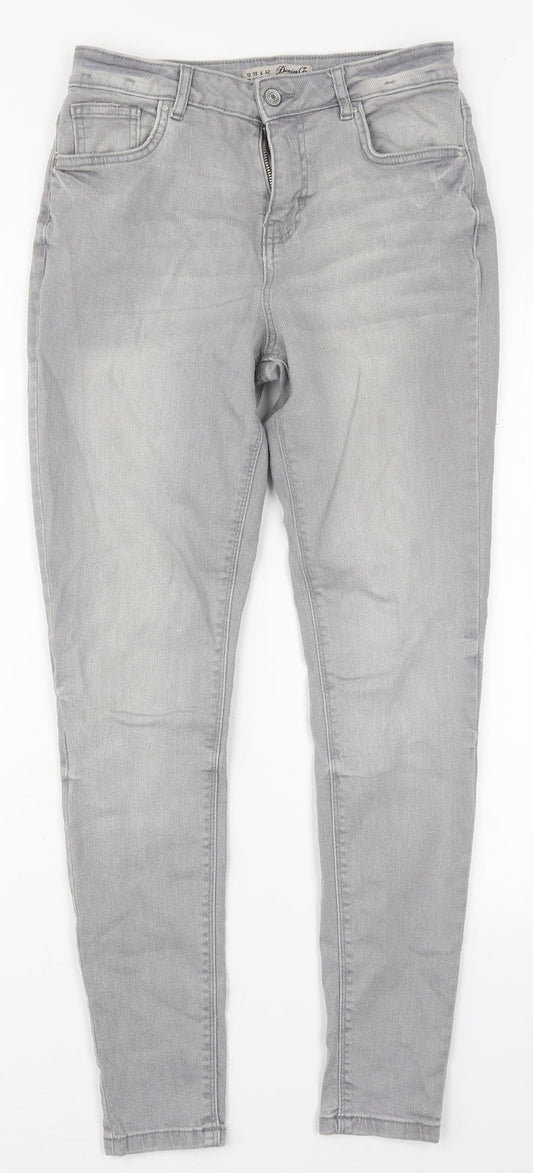 Denim Co Womens Grey  Cotton Skinny Jeans Size 10 L28.5 in Regular Button